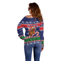 New Zealand Christmas Off Shoulder Sweater Kiwi-sh You A Merry Christmas - Polynesian Pride