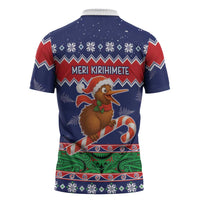 New Zealand Christmas Zipper Polo Shirt Kiwi-sh You A Merry Christmas - Polynesian Pride