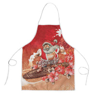 Hawaii Funny Christmas Apron Santa Surfing With Tapa Pattern LT05 Red - Polynesian Pride