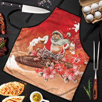 Hawaii Funny Christmas Apron Santa Surfing With Tapa Pattern LT05 Red - Polynesian Pride