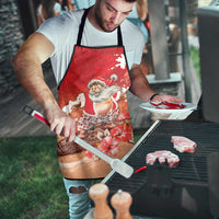 Hawaii Funny Christmas Apron Santa Surfing With Tapa Pattern LT05 - Polynesian Pride
