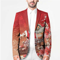Hawaii Funny Christmas Blazer Santa Surfing With Tapa Pattern LT05 - Polynesian Pride