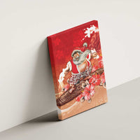 Hawaii Funny Christmas Canvas Wall Art Santa Surfing With Tapa Pattern LT05 - Polynesian Pride
