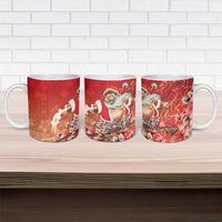 Hawaii Funny Christmas Ceramic Mug Santa Surfing With Tapa Pattern LT05 - Polynesian Pride