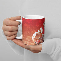 Hawaii Funny Christmas Ceramic Mug Santa Surfing With Tapa Pattern LT05 - Polynesian Pride