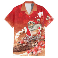 Hawaii Funny Christmas Family Matching Off The Shoulder Long Sleeve Dress and Hawaiian Shirt Santa Surfing With Tapa Pattern - Polynesian Pride