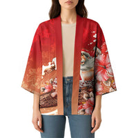 Hawaii Funny Christmas Kimono Santa Surfing With Tapa Pattern - Polynesian Pride