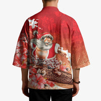 Hawaii Funny Christmas Kimono Santa Surfing With Tapa Pattern - Polynesian Pride