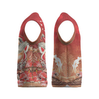 Hawaii Funny Christmas Knitted V-Neck Vest Santa Surfing With Tapa Pattern - Polynesian Pride