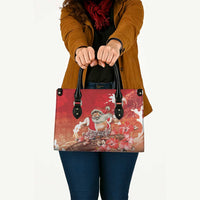 Hawaii Funny Christmas Leather Bag Santa Surfing With Tapa Pattern - Polynesian Pride