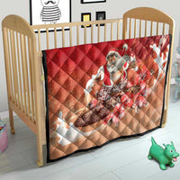 Hawaii Funny Christmas Quilt Santa Surfing With Tapa Pattern - Polynesian Pride