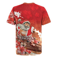 Hawaii Funny Christmas Rugby Jersey Santa Surfing With Tapa Pattern LT05 - Polynesian Pride