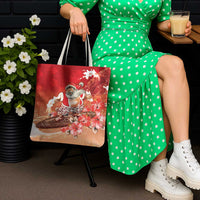 Hawaii Funny Christmas Tote Bag Santa Surfing With Tapa Pattern LT05 - Polynesian Pride