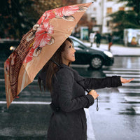 Hawaii Funny Christmas Umbrella Santa Surfing With Tapa Pattern - Polynesian Pride