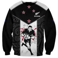 Custom New Zealand Player Rugby Sweatshirt World Cup 2023 Maori Pattern LT05 Unisex Black - Polynesian Pride