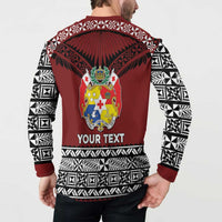 Personalised Tonga Constitution Day Button Sweatshirt Tongan Kupesi Ngatu Pattern LT05 - Polynesian Pride