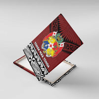 Tonga Constitution Day Canvas Wall Art Tongan Kupesi Ngatu Pattern LT05 With Frame Red - Polynesian Pride