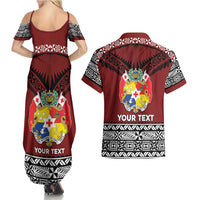Personalised Tonga Constitution Day Couples Matching Summer Maxi Dress and Hawaiian Shirt Tongan Kupesi Ngatu Pattern LT05 - Polynesian Pride