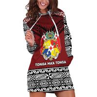 Personalised Tonga Constitution Day Hoodie Dress Tongan Kupesi Ngatu Pattern LT05 Red - Polynesian Pride