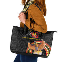 Papua New Guinea Tok Pisin Wik Leather Tote Bag Land Of The Unexpected LT05 Black - Polynesian Pride