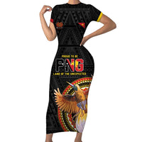 Papua New Guinea Tok Pisin Wik Short Sleeve Bodycon Dress Land Of The Unexpected