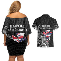 Hawaii November 28th Is My Independence Day Couples Matching Off Shoulder Short Dress and Hawaiian Shirt LT05 - Polynesian Pride