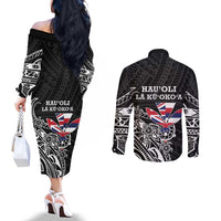 Hawaii November 28th Is My Independence Day Couples Matching Off The Shoulder Long Sleeve Dress and Long Sleeve Button Shirt LT05 - Polynesian Pride