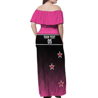 Custom New Zealand Women Cricket Off Shoulder Maxi Dress Pink Simple Style LT05 - Polynesian Pride