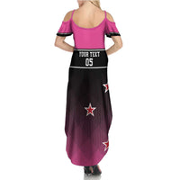 Custom New Zealand Women Cricket Summer Maxi Dress Pink Simple Style