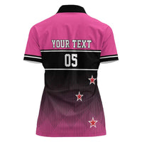 Custom New Zealand Women Cricket Women Polo Shirt Pink Simple Style