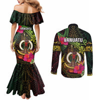 Vanuatu Couples Matching Mermaid Dress and Long Sleeve Button Shirt Be Strong Pray For Port Vila LT05 - Polynesian Pride