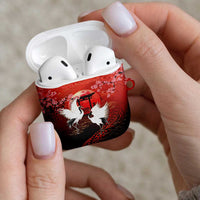 Hawaii and Japan Together AirPods Case Polynesian Art Tattoo With Cranes And Sakura LT05 - Polynesian Pride