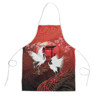 Hawaii and Japan Together Apron Polynesian Art Tattoo With Cranes And Sakura LT05 Red - Polynesian Pride