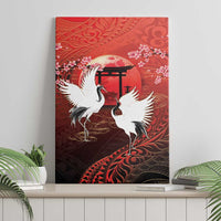 Hawaii and Japan Together Canvas Wall Art Polynesian Art Tattoo With Cranes And Sakura LT05 - Polynesian Pride