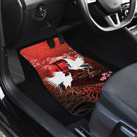 Hawaii and Japan Together Car Mats Polynesian Art Tattoo With Cranes And Sakura - Polynesian Pride
