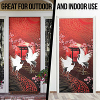 Hawaii and Japan Together Door Cover Polynesian Art Tattoo With Cranes And Sakura LT05 - Polynesian Pride