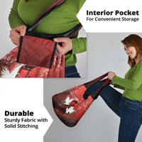 Hawaii and Japan Together Grocery Bag Polynesian Art Tattoo With Cranes And Sakura - Polynesian Pride