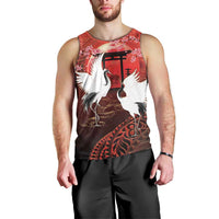 Hawaii and Japan Together Men Tank Top Polynesian Art Tattoo With Cranes And Sakura LT05 - Polynesian Pride