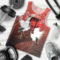 Hawaii and Japan Together Men Tank Top Polynesian Art Tattoo With Cranes And Sakura LT05 - Polynesian Pride