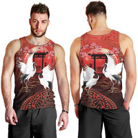 Hawaii and Japan Together Men Tank Top Polynesian Art Tattoo With Cranes And Sakura LT05 - Polynesian Pride