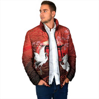 Hawaii and Japan Together Padded Jacket Polynesian Art Tattoo With Cranes And Sakura LT05 - Polynesian Pride