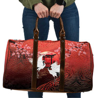 Hawaii and Japan Together Travel Bag Polynesian Art Tattoo With Cranes And Sakura - Polynesian Pride