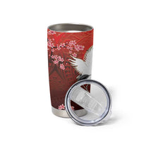 Hawaii and Japan Together Tumbler Cup Polynesian Art Tattoo With Cranes And Sakura - Polynesian Pride