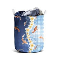 Hawaii And Japan Laundry Basket Plumeria Lei With Koi Fish Blue LT05 - Polynesian Pride