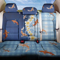 Hawaii And Japan Back Car Seat Cover Plumeria Lei With Koi Fish Blue LT05 One Size Blue - Polynesian Pride