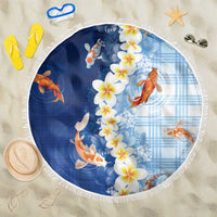 Hawaii And Japan Beach Blanket Plumeria Lei With Koi Fish Blue - Polynesian Pride
