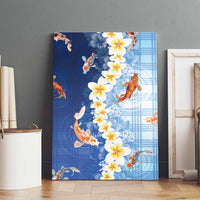 Hawaii And Japan Canvas Wall Art Plumeria Lei With Koi Fish Blue LT05 - Polynesian Pride