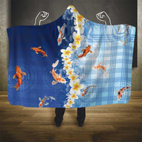 Hawaii And Japan Hooded Blanket Plumeria Lei With Koi Fish Blue LT05 - Polynesian Pride