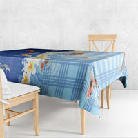 Hawaii And Japan Tablecloth Plumeria Lei With Koi Fish Blue LT05 - Polynesian Pride