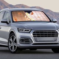 Hawaii And Japan Auto Sun Shade Plumeria Lei With Koi Fish Beige - Polynesian Pride